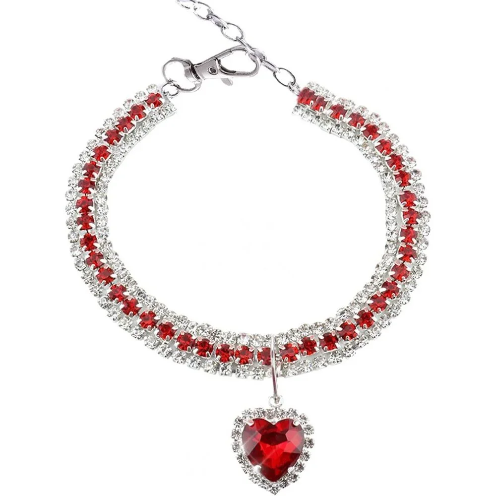 NEW Sparkling Bling Swarovski Crystal Rhinestone Heart Pet Collar: Cat O…